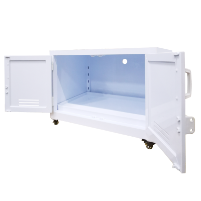 PP CABINET FOR ACID & CORROSIVE, 19 GAL SEPARATE POLY TRAY WITH SECONDARY SUMP SZ 640X845X550
